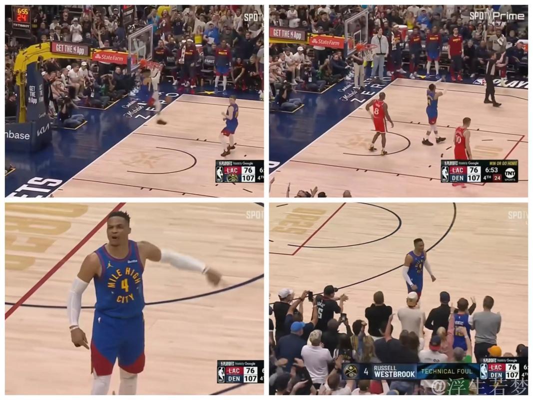 威少快攻抢断暴扣 挂筐被吹技犯仍激情怒吼